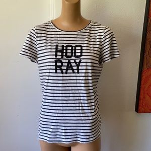Boden Black and White Striped Short Sleeve Tee